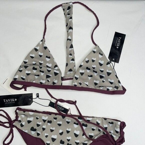 Tavik Womens BEBE Full Swim Bottom Cheetah Heart Print & RussoTriangle Swim Top - Picture 5 of 8